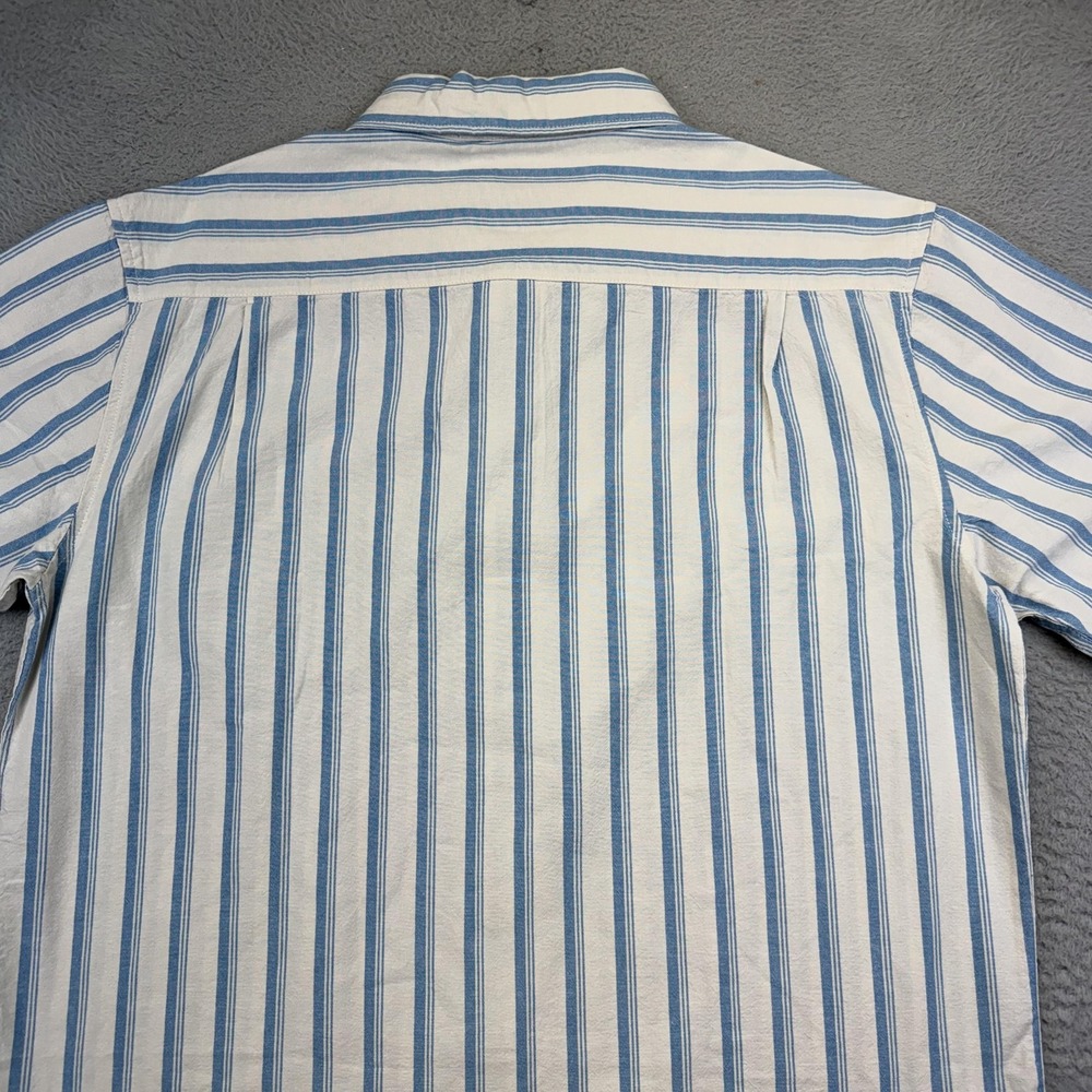 Quiksilver Shirt Mens 2XL‎ Blue Oxford Stripe Classic Short Sleeve Button Up - Picture 5 of 12